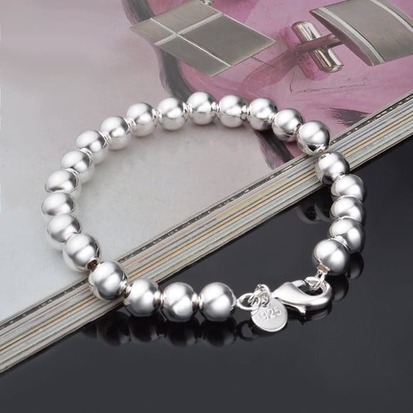 TopLLC Bracelets Women's Jewelry 8mm Beaded Chain Bracelet Fashion Ladies Accessories Chain Bracelet