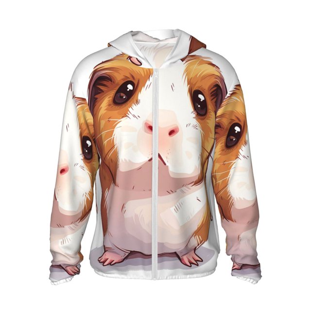 Balery Cartoon Guinea Pig Sudadera ligera de manga larga con capucha y protección solar UPF 50+ para hombre y mujer, ideal para pesca y running-Medium