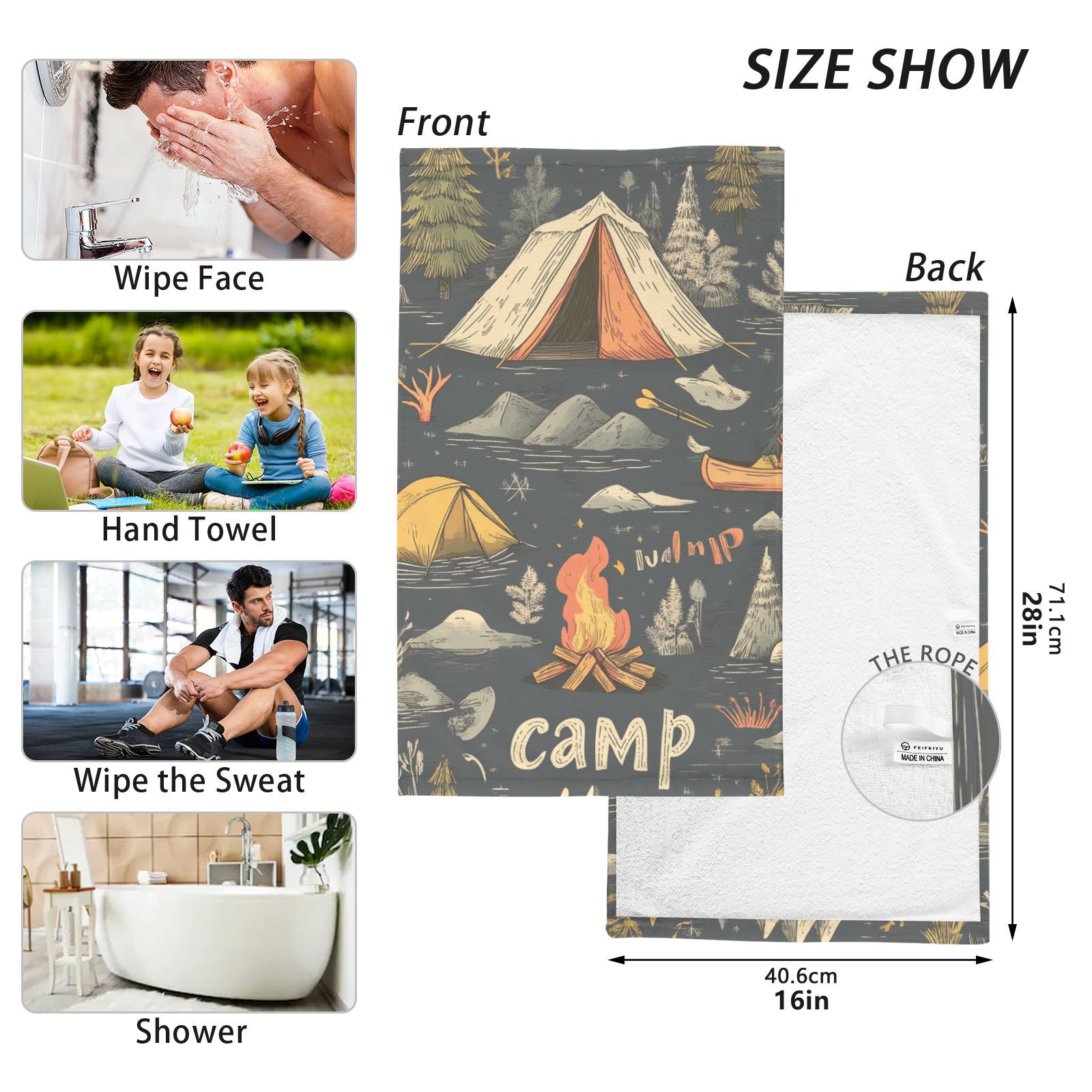 Camps Trees Hand Towels Cotton Bath Towels Large Face Towels Absorbent for Bathroom 2 Packs