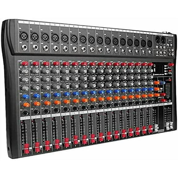 Depusheng DX16 16 Channel Audio Mixer Soundboard Mixing Console Sound Controller with USB & Bluetooth 48V Power for Professional and Beginners