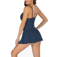 thumbnail image 6 of Csndyce One Piece Backless Swimdress for Women Ruched Tummy Control Racerback Skirt Bikini Female, 6 of 11