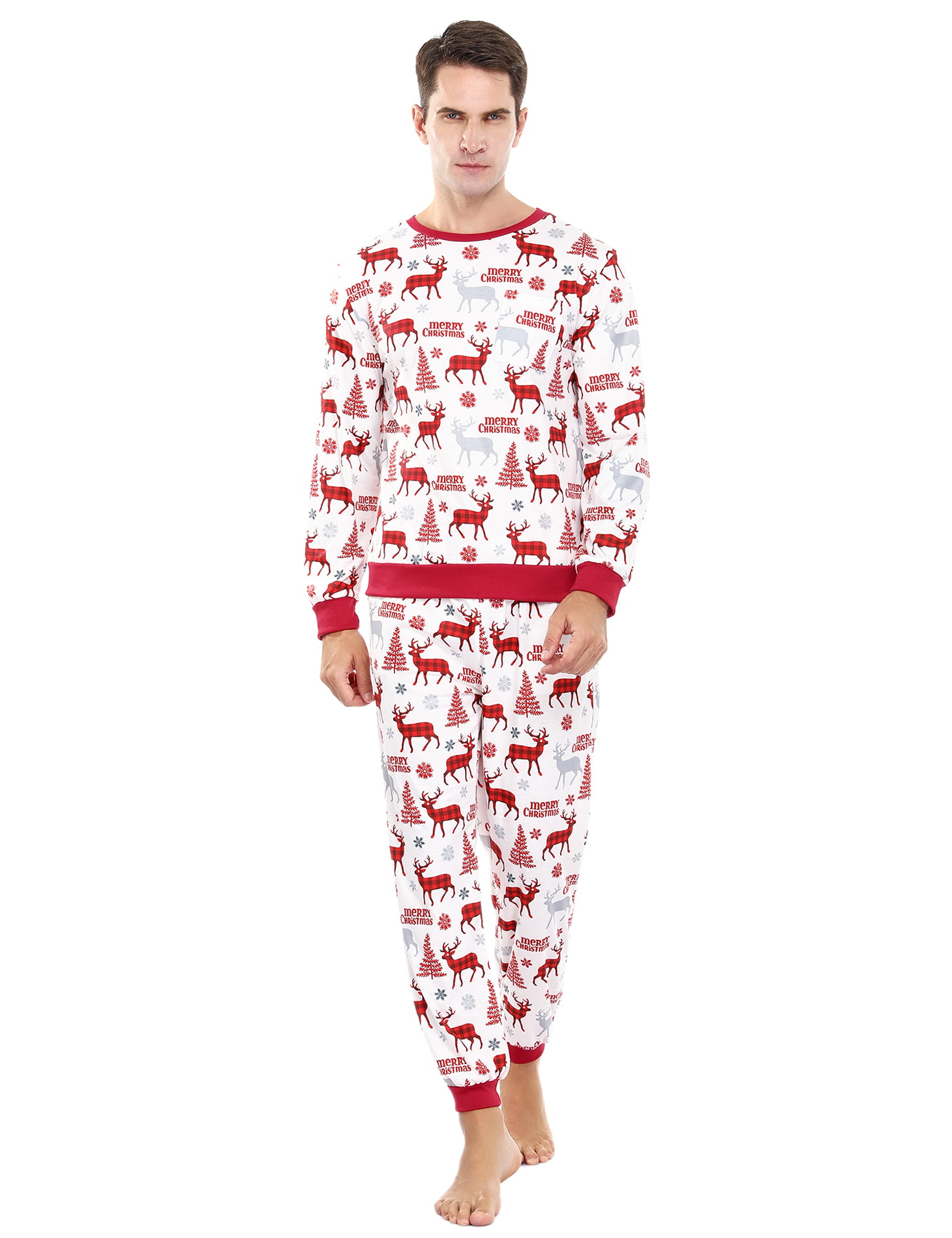 Akalnny Mens Pyjamas Set Cotton Pajamas Long Sleeve Classic Button Up Pjs Top & Plaid Pants Loungewear Sleepwear 