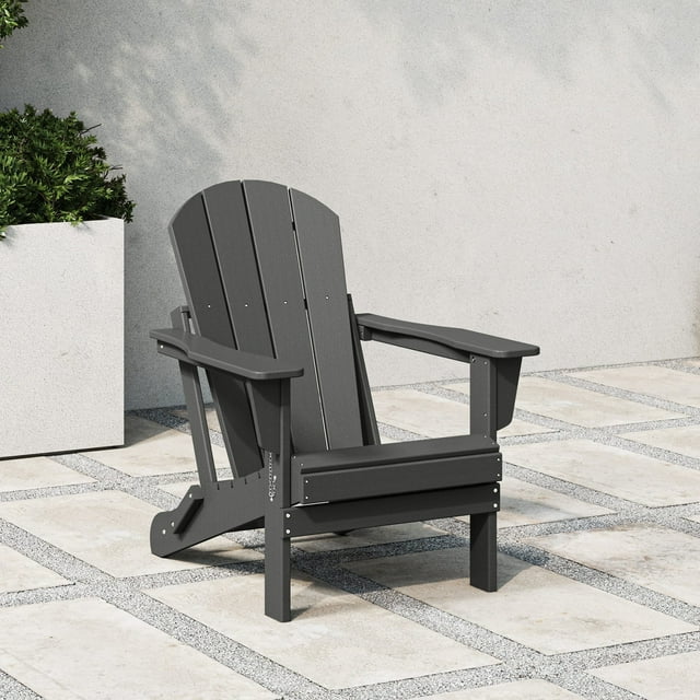 Westintrends Chaise Adirondack Pliante d'Extérieur en HDPE, Siège de Patio, Résistante aux Intempéries, Gris