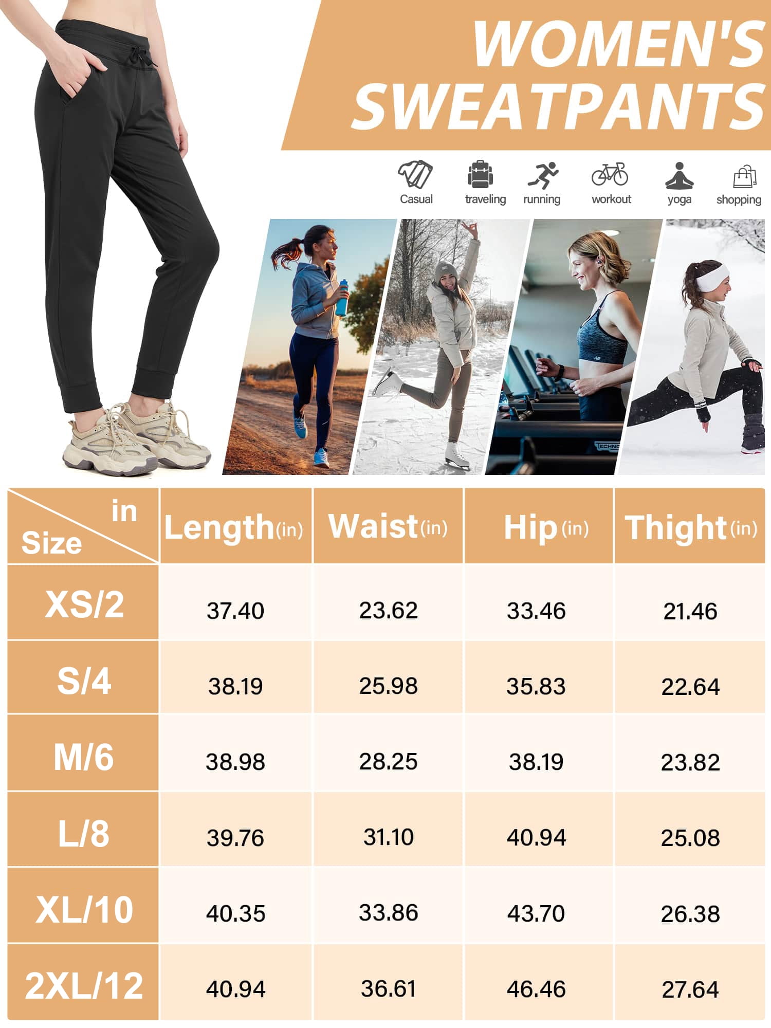 FEN AI Women Fleece Lined Pants Water Resistant Thermal Winter Pants Casual High Waisted Joggers Sweatpants for Hiking Running with Pockets