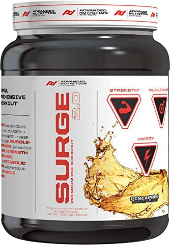 Advanced Nutrition Systems | SURGE  2.0 - Pre Workout Energy Powder; With Alkalyn, Creatine MagnaPower, Carosyn Beta Alanine, Nitric Oxide| Pineapple, 663 g, 30 servings