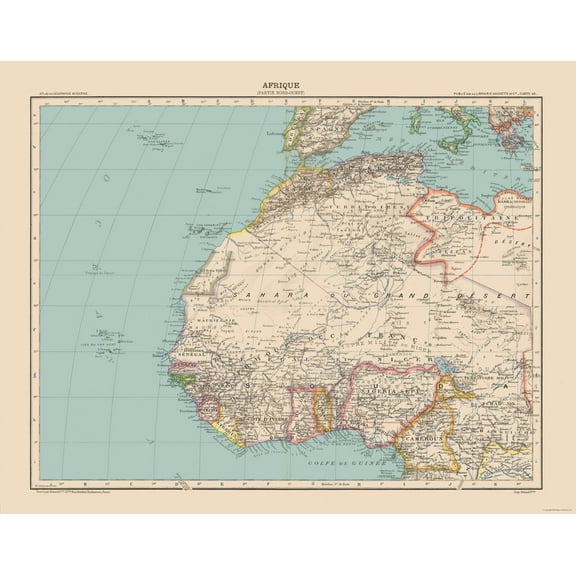 Historic Map - Africa North West - Schrader 1908 - Vintage Wall Art