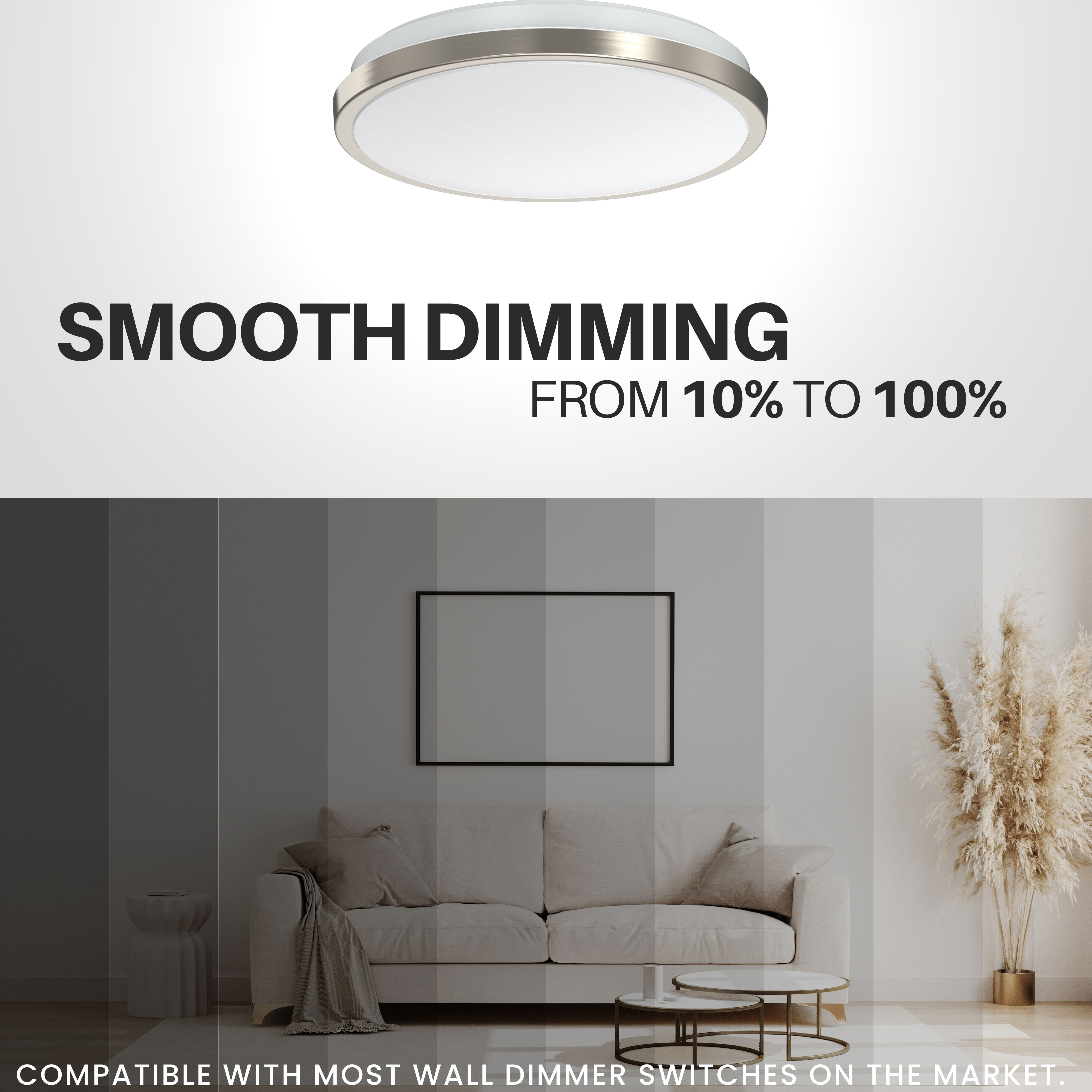 DYMOND LED Ceiling Light Flush Mount 10 Inches 4000K Natural Daylight Ceiling Light Fixture Dimmable for Bathroom, Kitchen, Laundry Room
