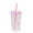 Pink, variant on Clear Plastic Tumbler with Cat Graphic, 15.2 oz Capacity with Lid & Straw, Spill-Proof Cup for Iced Drinks at Work or Gym