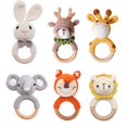 thumbnail image 2 of Sonajeros musicales para mordedor de bebé, 1 unidad, sonajero de ganchillo de animales, elefante, jirafa, anillo de madera para bebés, gimnasio Montessori, juguetes para niños Tan Jianjun unisex, 2 of 2
