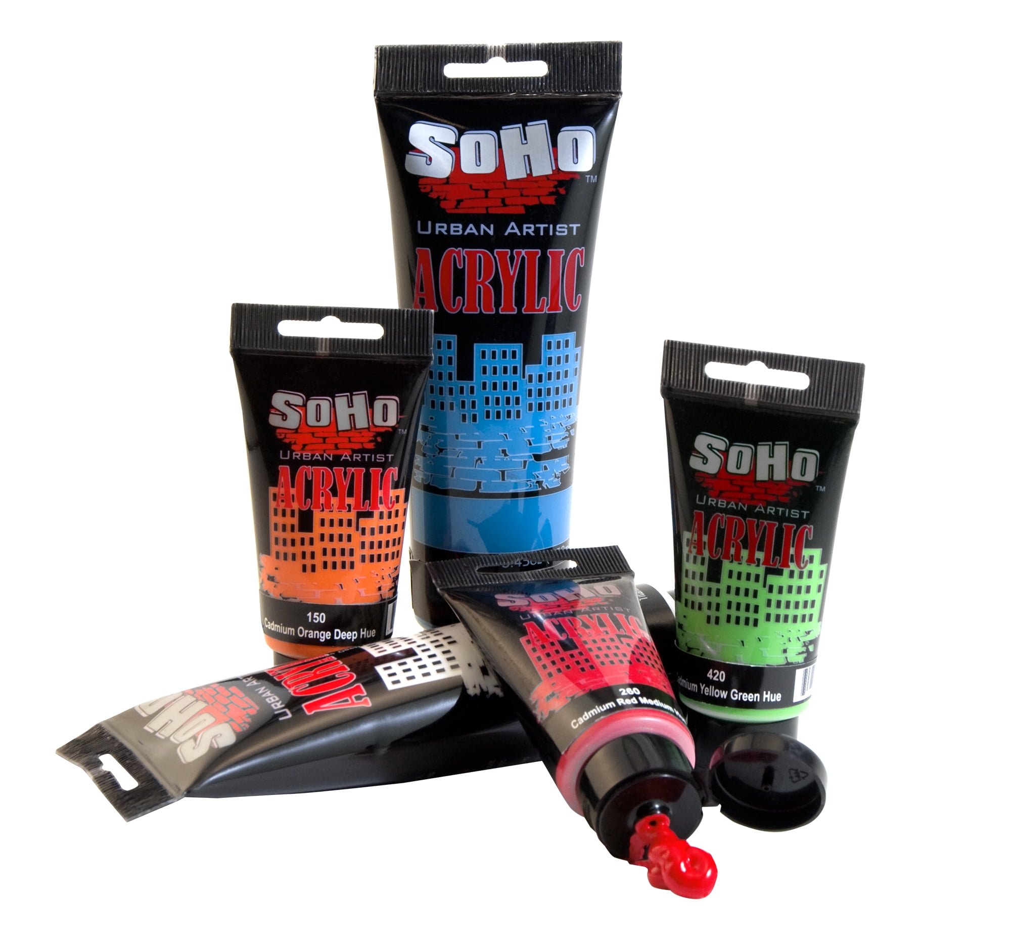 SoHo Urban Artist Heavy Body Acrylic Paint - Set of 6 - 250mL - Fluorescent - Thick, Rich Color, Excellent Coverage, Professional Quality - Artists Acrylic Paint