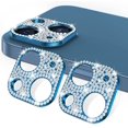 thumbnail image 1 of [2 Pack] FYBTO for Bling Camera Lens Protector Compatible with iPhone 13 & 13 Mini Glitter Diamond Crystal Metal Lens Protective Decoration Cover Accessories for 13/13 mini Blue+Blue, 1 of 6