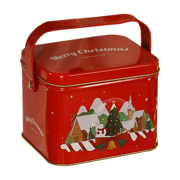 LanSuare Christmas Box Candy Container with Handles, 5.1"x4.2"x3.9" Plastic Christmas Square Box for Gifts Candy, Home Toy, Holiday Party Favors Supplies