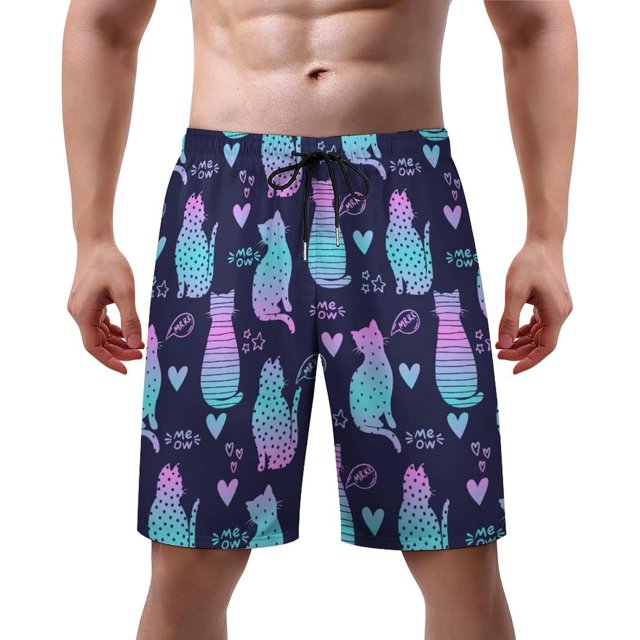 NICKSUN Men's Swim Trunks, Cute Print Quick Dry Summer Board Beach Shorts with Mesh Lining and Pockets