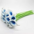 thumbnail image 5 of Mini Artificial Calla Lily 10 Stem Bridal Bouquets Artificial Latex Real Touch Flowers for Home Party Decor (Teal Blue White), 5 of 5