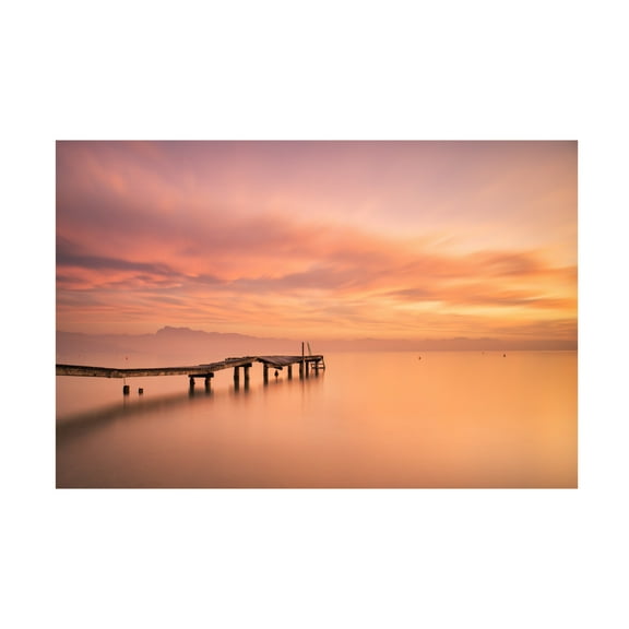 Canvas Wall Art - Aglioni Simone 'Garda Lake' Wall Art for Living Room, Bedroom, or Office D?cor by Trademark Fine Art - 19 x 12 Inches
