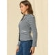 thumbnail image 4 of Blazer a rayas con cierre de botón y bolsillo con solapa con muesca para mujer Naval Blanca L, 4 of 6