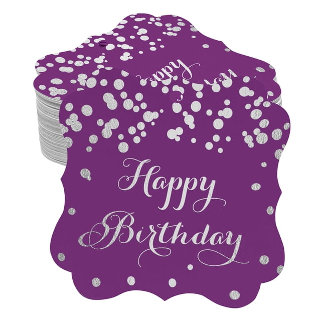 Inkdotpot Pack Of 100 Real Silver Foil Bracket Shape Paper Tags Happy Birthday Favor Hang Tags