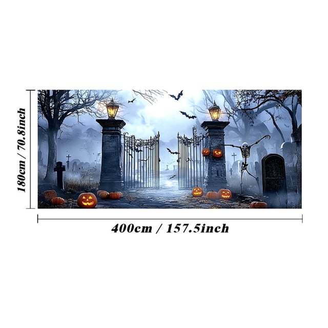Halloween Decorations Outdoor,Personalized Halloween Garage Background - Party Matching Decorative Hanging Tapestry Cloth