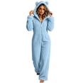 thumbnail image 3 of DIOAZUD Women's Fuzzy Fleece Onesie Pajamas Hooded Zip up Sleepwear Jumpsuit with Pockets Soft Cozy Warm Lounge Wear, 3 of 7