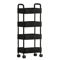 NumWeiTong Kitchen Storage Cart 4-layer Black With Armrests Storage Rack Bathroom Toilet Toiletries Storage Cart