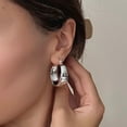 thumbnail image 5 of Lancharmed White Gold Plated Studs Earrings for Womens,Gradient Wide Face Circle Earring New Year Gifts, 5 of 9