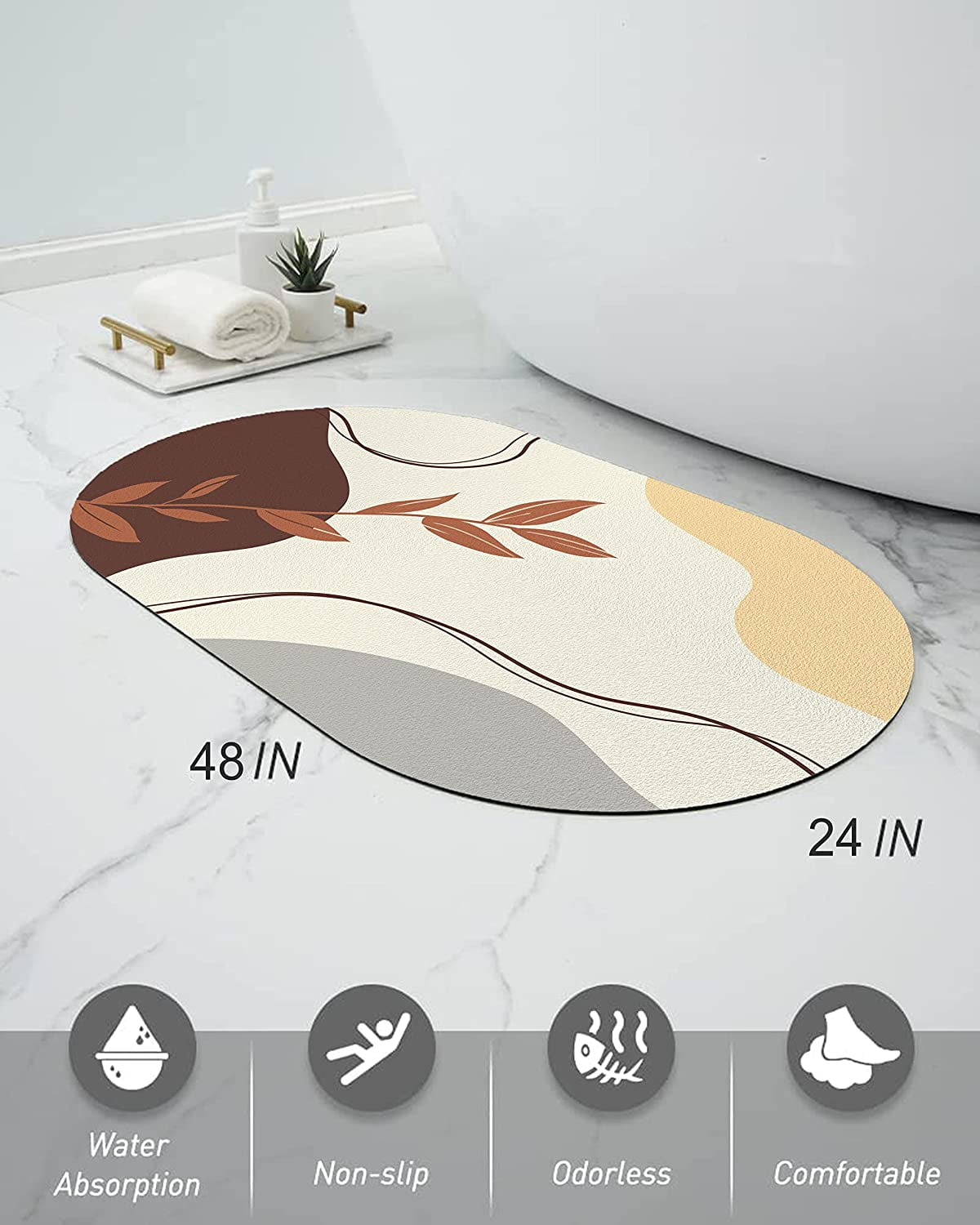 2 PCS Creative Novely Colorful Bath Diatom Mud Mat Water-Absorbent Non-slip  Rug Set