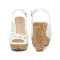 thumbnail image 5 of BLISSFUL STEP Platform Heels Lace Bow Slingback Wedge Sandals for Women White 6, 5 of 6