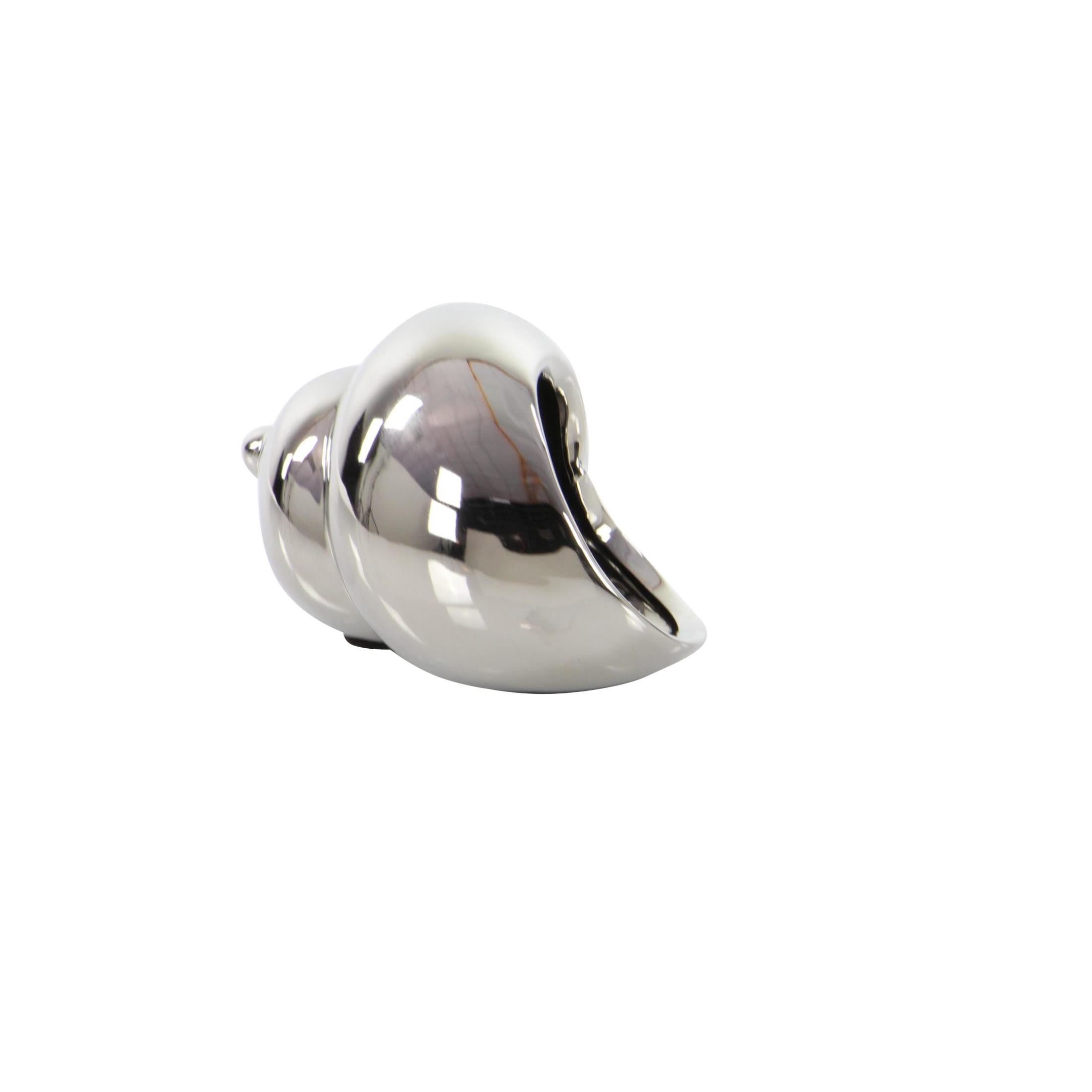 7", 7", 5"W Silver Ceramic Shell Shell Sculpture, by DecMode (3 Count)
