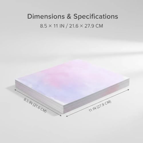 96 Sheets Double-Sided Scrapbook Paper 8.5 x 11 In, Colorful Decorative Printer Pastel Watercolor Printer Paper - Patterend Cardstock for Crafts, Letter Writing & Stationery