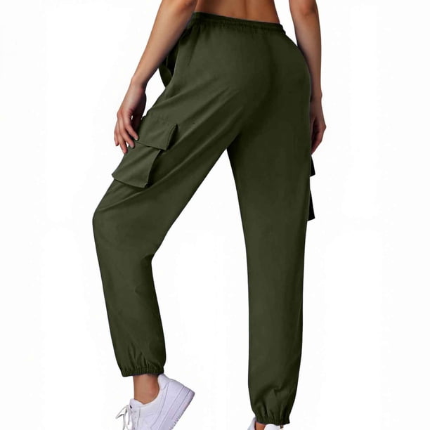 WILLBEST Pantalones Casuales para Mujer - Pantalones de Bolsillo con Cintura Elástica a Cuadros Sólidos de Moda para Comodidad y Estilo Diario - Ropa de Mujer para Salidas Informales Y Chica