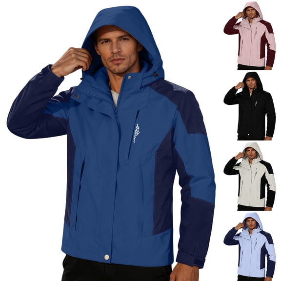 VBTAPA Mens Rain Jacket Waterproof Shell Jacket Hooded Lightweight Rain Coat for Outdoor Hiking Travel Cycling Windbreaker Beige M