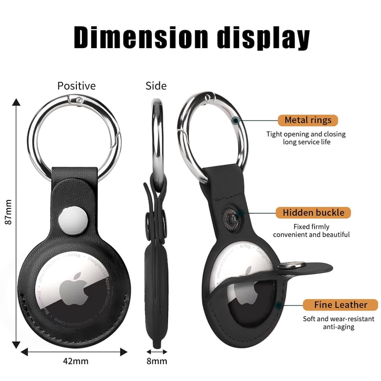 4 Pack Airtag Holder Keychain for Apple, PU Leather Case, Metal