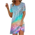 thumbnail image 1 of Amzcrzy Robes pour Femmes Robes d'Été pour Femmes Robes pour Femmes Robe d'Été Décontractée à Imprimé pour Femme Plage à Manches Courtes Col Rond Ample Robe Débardeur Robe Grande Taille pour Femmes aux Formes Robe d'Été, 1 of 4