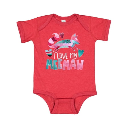 

Inktastic I Love My Meemaw Pink and Blue Fox with Hearts Gift Baby Boy or Baby Girl Bodysuit