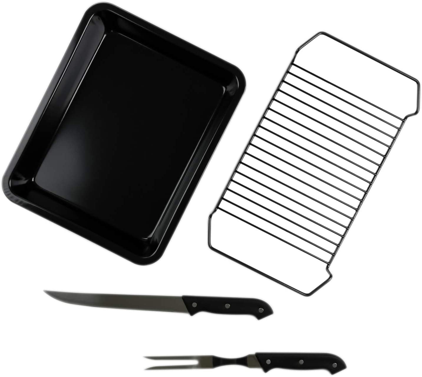 CWR20092B 12 x 9 inches Carbon Steel Ovente Non-Stick Roasting Pan with Carving Set Black Contemporary