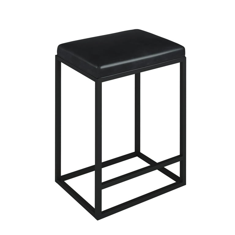 CLEARANCE Faux Leather Bar Stools Riley Indoor Black Metal Faux