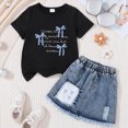 thumbnail image 2 of TOWED22 Girls Clothes Toddler Little Girl 2 Piece Summer Butterfly Print Outfit T Shirt + Denim Skirt Set(F,3-4 Y), 2 of 4