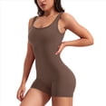 thumbnail image 2 of Mono de Entrenamiento de una Pieza para Mujer, Sin Espalda, Control de Abdomen, Sin Mangas, Espalda en V, Color Café, Talla M, 2 of 8