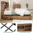 thumbnail image 3 of Studyset King Size Bed Frame with High Storage Bookcase Headboard, Wood Bed Frame with 4 Storage Drawers, Built in Charging Station,No Box Spring Needed, Metal Frame, Noise-Free, Vintage Brown, 3 of 6