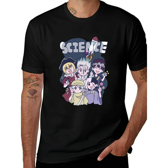 Dr. Stone Unisex Short-Sleeved Summer Double-Sided Printed Adult Size Fashion T-Shirt With Hot Stamping Design For Casual And Sporty Wear