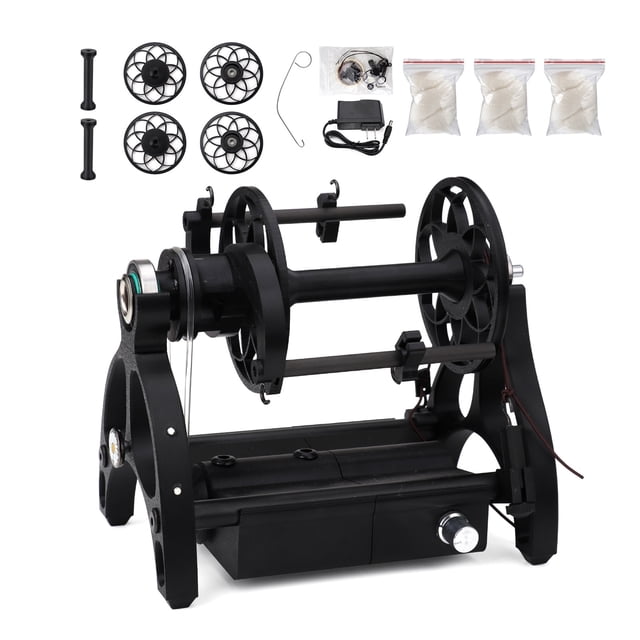 Mini Moulinet Électrique pour la Maison 12v Roue Laine Fil Machine à Enrouler Roue en Carbone, Fil Pince de Table