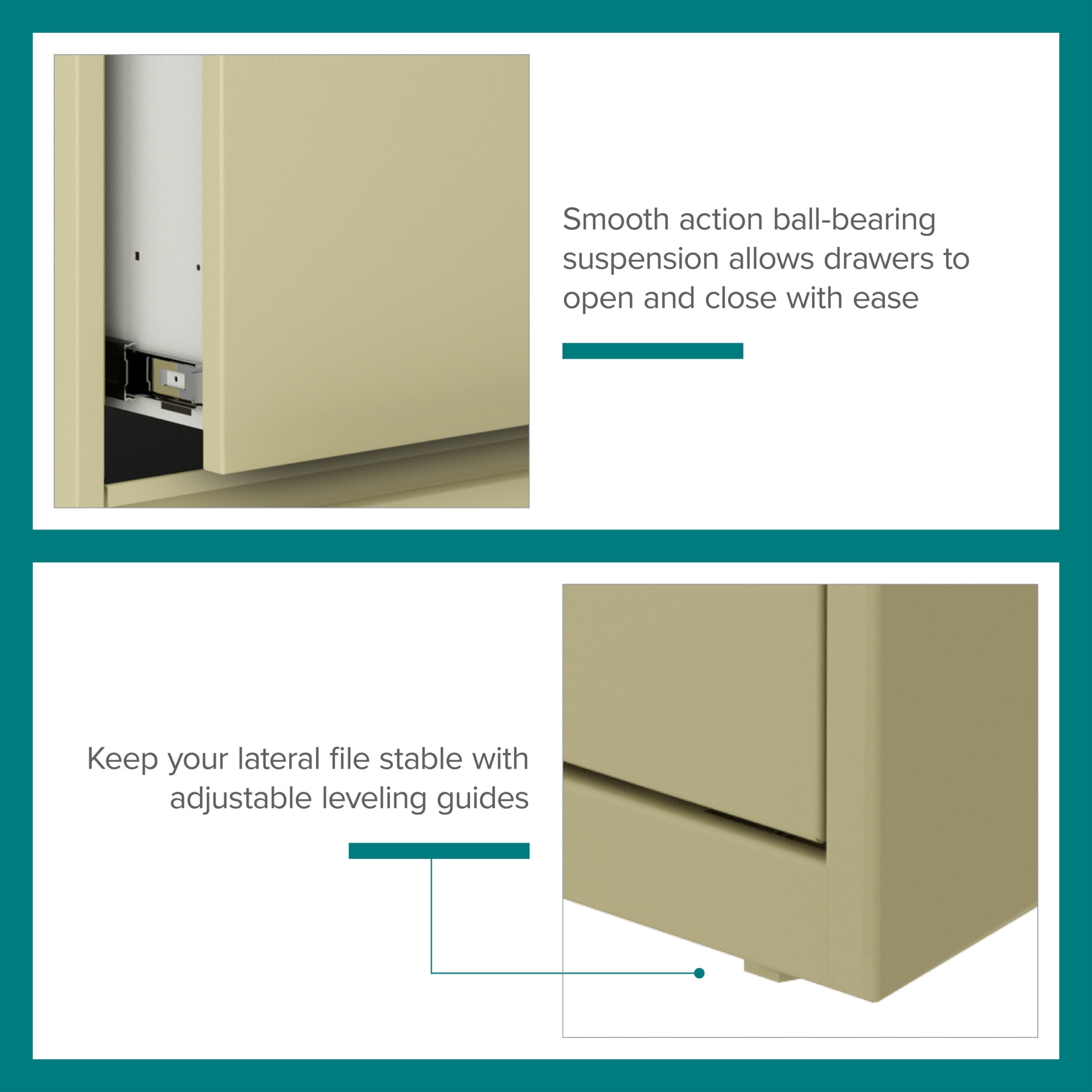 Hirsh 30 inch Wide 2 Drawer Lateral 101 File Cabinet for Home or Office, Putty