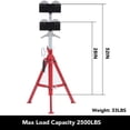 thumbnail image 4 of Pinypikaka Pipe Jack Stand with Roller Head, 28-52 Inch Height Adjustable,1/8"-12" Capacity, 2500LBS Load Capacity, Heavy-Duty Carbon Steel Body, Steel Jack Stands, Red, 4 of 8