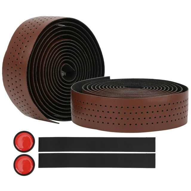 Bar Tape Handlebar Strap, PU Leather+EVA 2Pcs Handlebar Belt, Cycling For Racing Users' Hands Decoration Road Bike Protection Brown