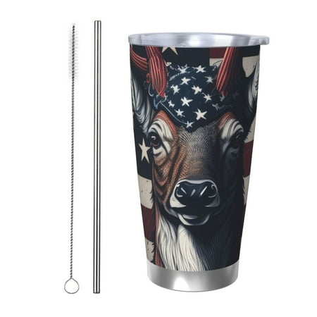 

Gukieu Vintage American Deer Print 20OZ Car Cup Vacuum Stainless Steel Leak-proof Thermos Cup Unisex Suitable for Home Outdoor and Sports-Straw Two-piece Set