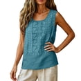 thumbnail image 6 of Womens Tank Tops Summer Cotton Linen Embroidery Casual Blouse Loose Fit Scoop Neck Gauze Boho Shirts, 2XL, 6 of 7
