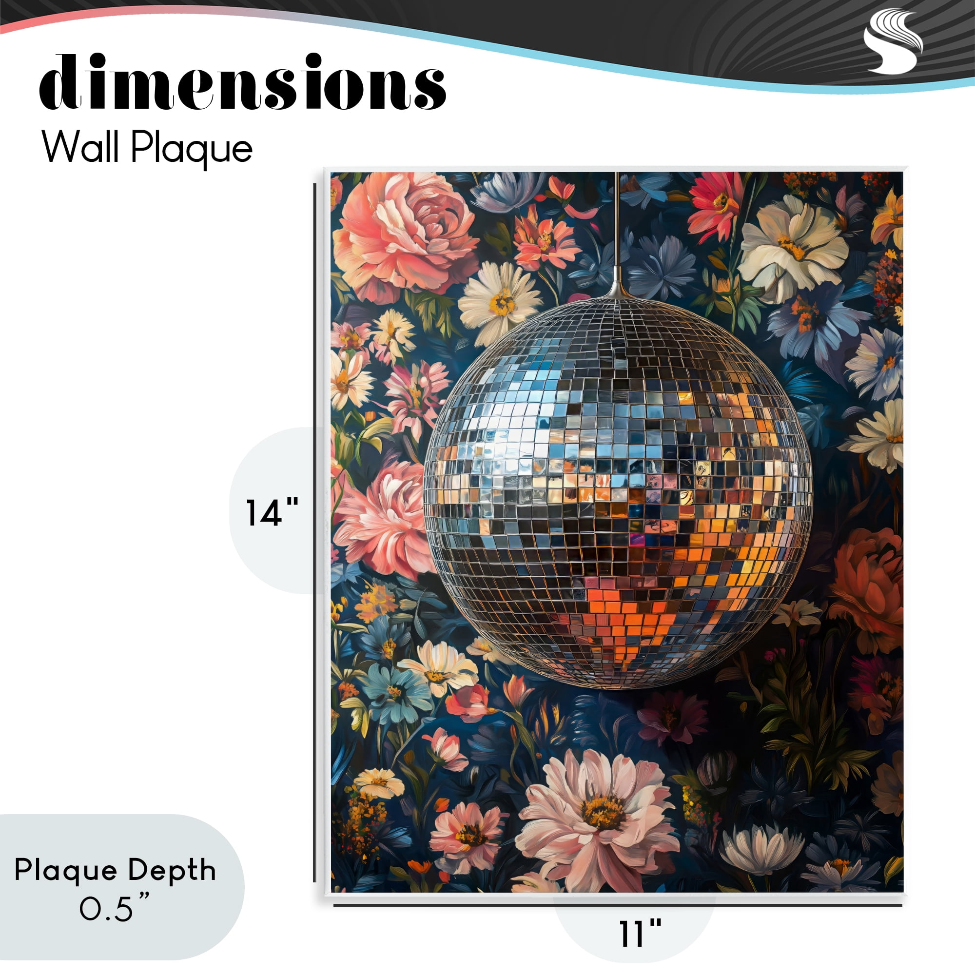 Stupell Industries Floral Disco Ball Reflection Wall Plaque Art, design by LSR Design Studio