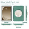 thumbnail image 3 of Kids Friendly Rugged Case for Samsung Galaxy Tab A9+ 11.0" 2023 SM-X210 / SM-X215 / SM-X216, Built-in 360° Rotatable Stand-Hand/Pencil Holder Heavy Duty Protection Cover for Tab A9+, Emeraldgreen, 3 of 18