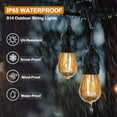 thumbnail image 4 of EAGLE PEAK 50 FT S14 Solar-Powered String Lights, IP65, 15 Shatterproof Edison Vintage Bulbs (2 spare) for Outdoors, 15 Hanging Sockets, Decorative Lights for Christmas, Garden, Wedding and Party, 4 of 8
