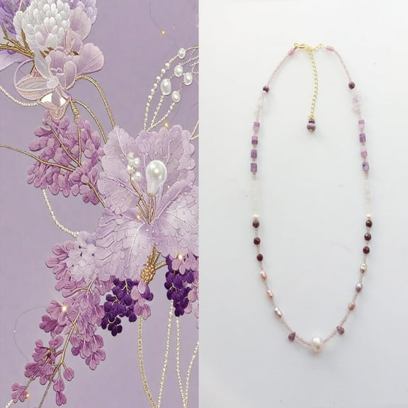 JEKIRA Lavender Freshwater Pearl & Amethyst Cat's Eye Choker